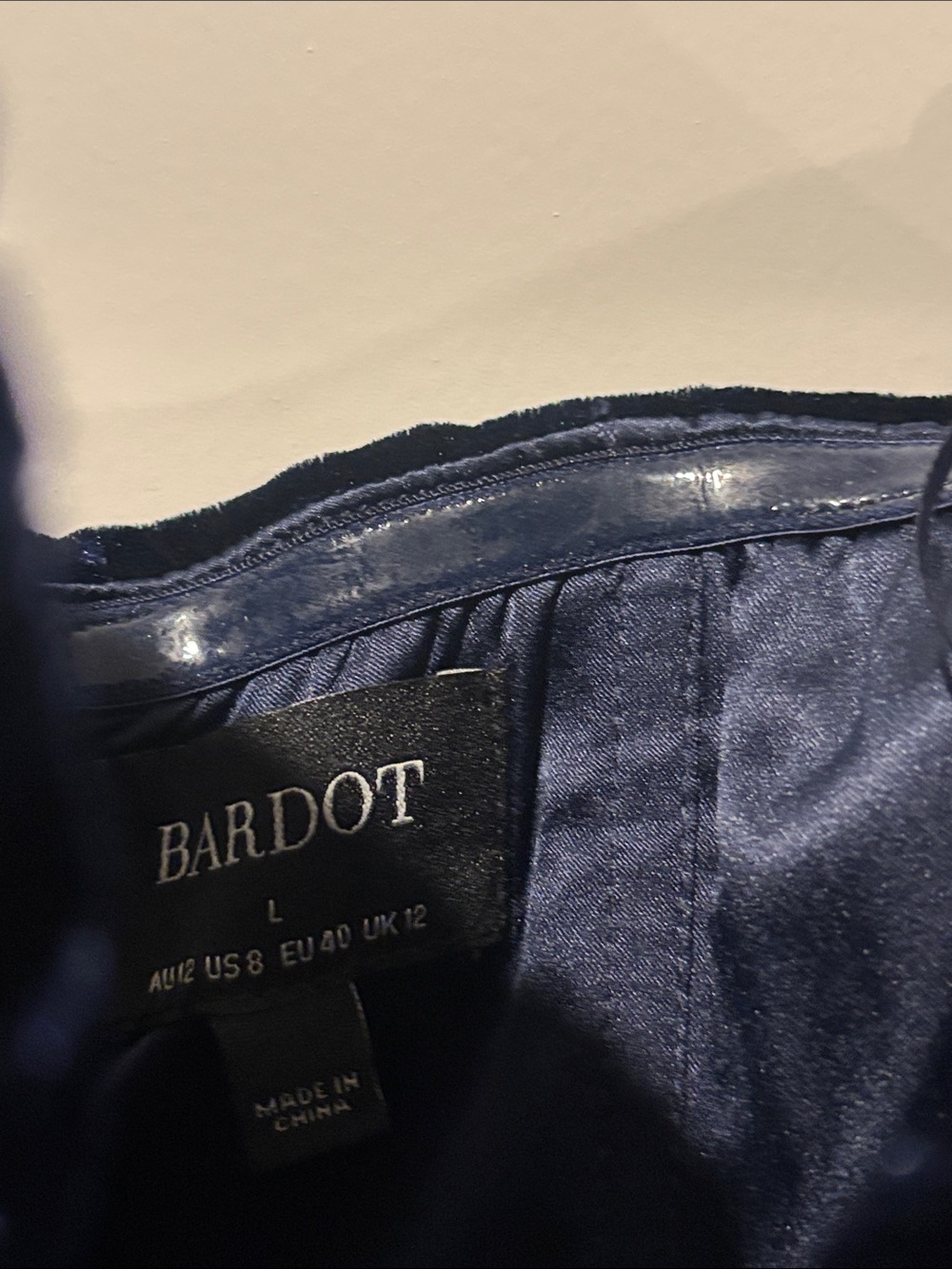 Bardot Elvira Velvet Strapless Navy Gown - Picture 11 of 11